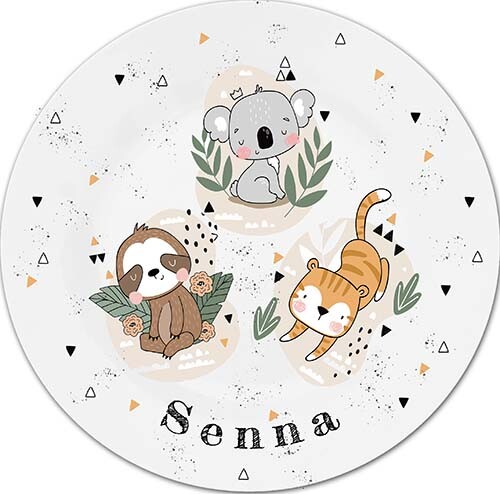 Contractie Ondenkbaar Investeren bordje met naam en jungle dieren (uit te breiden met beker, kommetje,placemat en bestek) - Pixels en Stiksels voor een kraamcadeau met naam Contractie Ondenkbaar Investeren bordje met naam en jungle dieren (uit te breiden met beker, kommetje,placemat en bestek) - Pixels en Stiksels voor een kraamcadeau met naam