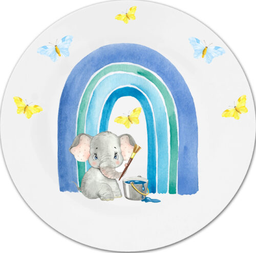 Bordje met regenboog olifant (uit te breiden met beker, kommetje,placemat en bestek) - Afbeelding 4