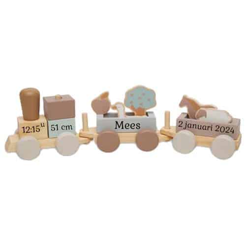 houten speelgoedtrein met naam